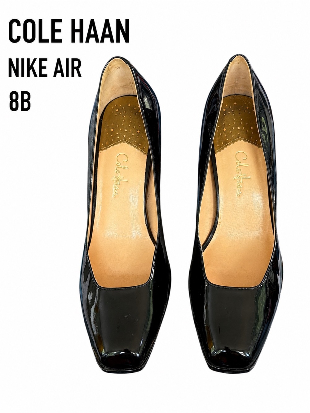 Cole Haan Nike Air Black Patent Leather Pumps Heels Size 8B